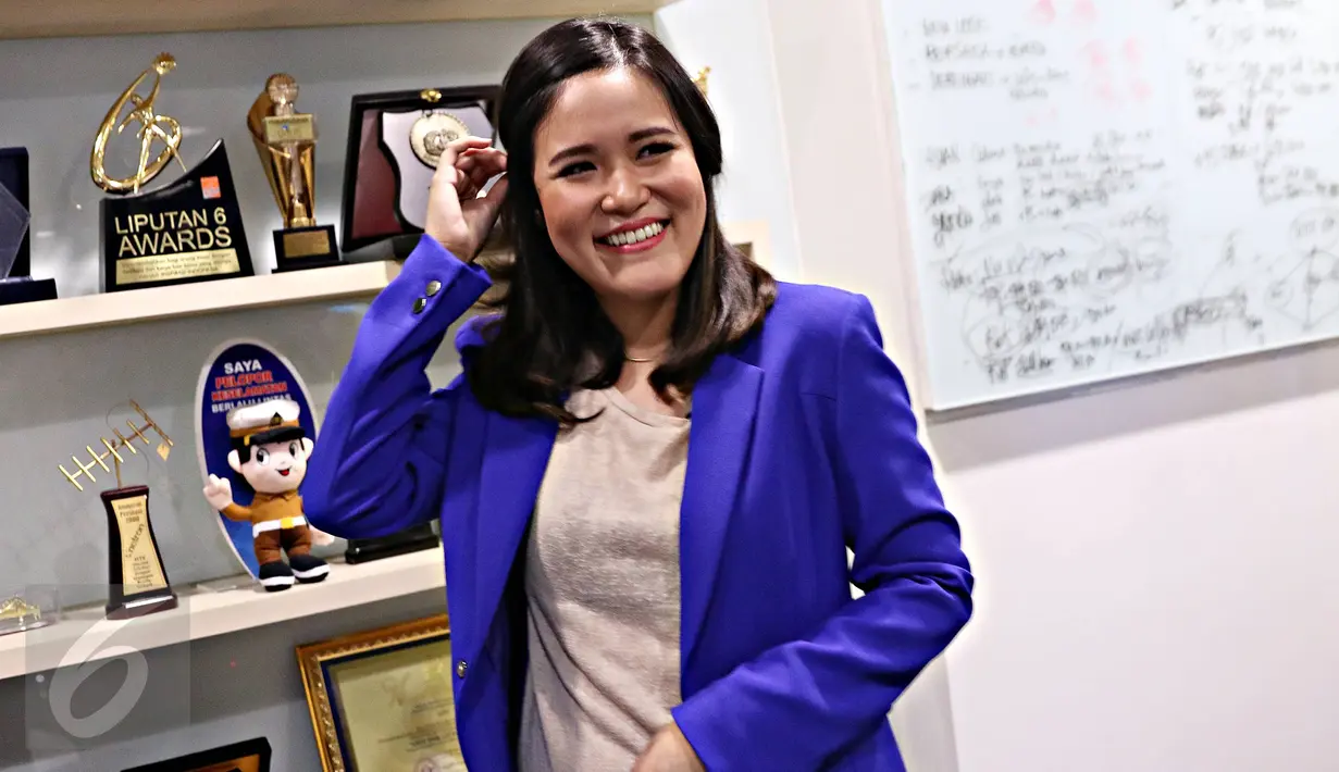 Jessica Kumala Wongso usai melakukan wawancara di Jakarta, Kamis (28/1). Meskipun namanya terus tercatut dalam kasus kopi beracun ini, Jessica tetap tenang dan tersenyum lebar bila bertemu dengan awak media. (Liputan6.com/Immanuel Antonius)