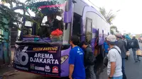 Aremania Jakarta menggelar mudik bareng Idulfitri 2018. (Bola.com/Dok Arema Jakarta)