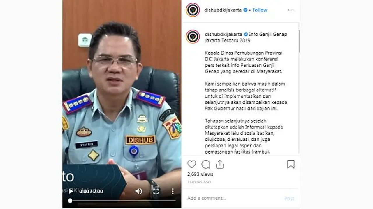 Syafrin Liputo Kepala Dinas Perhubungan Provinsi DKI Jakarta menanggapi kabar perluasan ganjil genap
