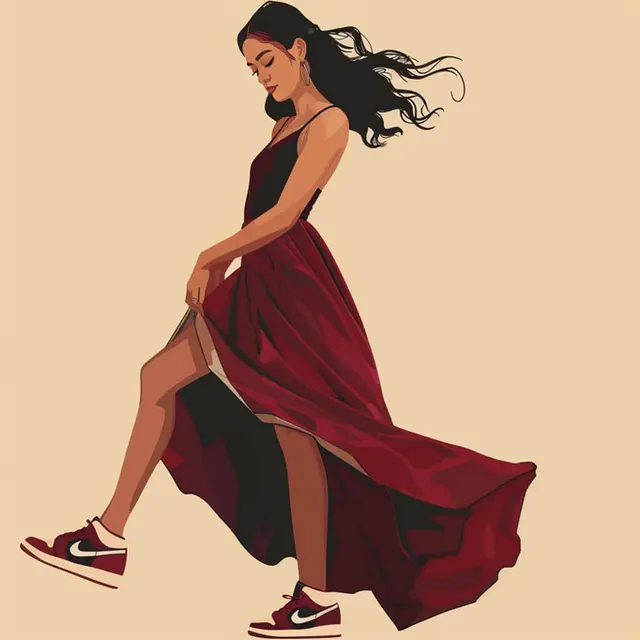 8 Inspirasi Mix and Match Dress dan Sepatu Sneakers yang Trendi dan Nyaman