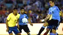  Pemain Uruguay, Sebastian Coates, saat mencetak gol ke gawang Ekuador dalam laga Kualifikasi Piala Dunia 2018 di Montevideo, Jumat (11/11/2016) pagi WIB. (AFP/Pablo Porciuncula Brune)