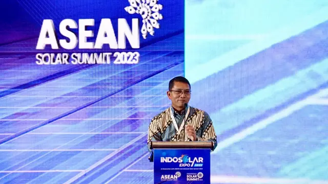 Direktur Jenderal Energi Baru, Terbarukan dan Konservasi Energi (EBTKE) Dadan Kusdiana pada acara ASEAN Solar Summit 2023 di Jakarta, Selasa (25/7).