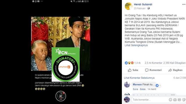 Cek Fakta Kabar Ibu Jokowi Aktivis Gerwani Adalah Hoaks Cek Fakta Liputan6 Com