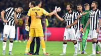 Pemain Juventus dan pelatih Massimiliano Allegri bereaksi setelah kalah di  final Liga Champions dari Barcelona di Stadion Olimpiade-Berlin, Jerman, 7 Juni 2015. EPA / Ettore FERRARI