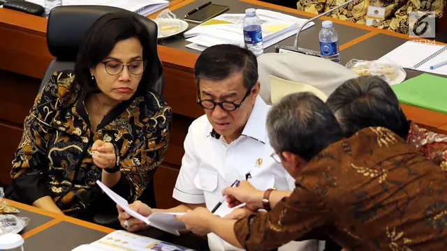 Sri Mulyani, Yasonna Laoly, dan Bambang Brodjonegoro Rapat Kerja Bersama DPR