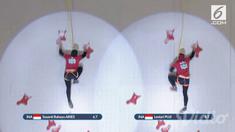 Aries Susanti Rahayu mempersembahkan medali emas bagi Merah Putih lewat cabang panjat tebing nomor kecepatan putri, Kamis (23/8/2018).