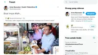 Tangkapan layar Gubernur DKI Jakarta Anies Baswedan merespons meme gambar dirinya di Twitter. (Istimewa)