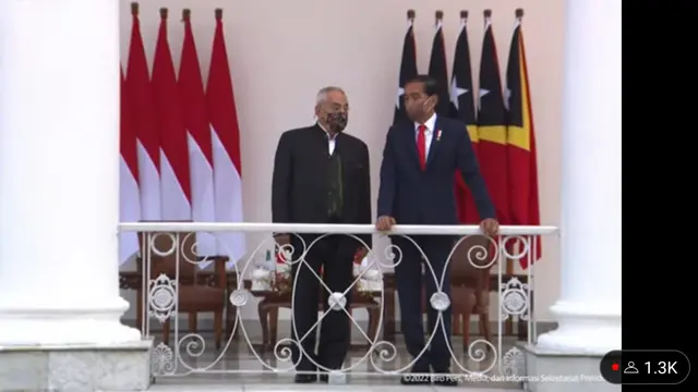 Presiden Joko Widodo atau Jokowi menyambut kunjungan kenegaraan Presiden Timor Leste Jose Ramos-Horta di Istana Kepresidenan Bogor Jawa Barat, Selasa (19/7/2022).