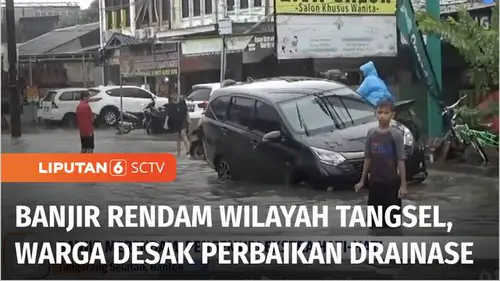 VIDEO: Banjir Merendam Tangerang Banten, Pengendara Ekstra Hati-Hati Lewati Jalanan