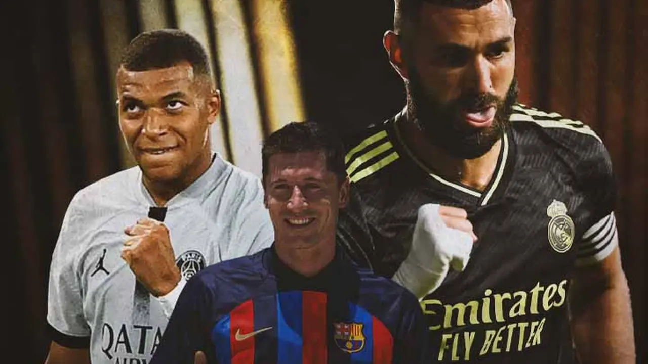 Ilustrasi - Kylian Mbappe, Robert Lewandowski, Karim Benzema