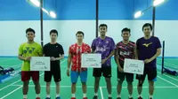 Ganda putra pelatnas PBSI jajal Gideon Badminton Hall di Bogor, Jawa Barat, Jumat (28/8/2020). (PBSI)