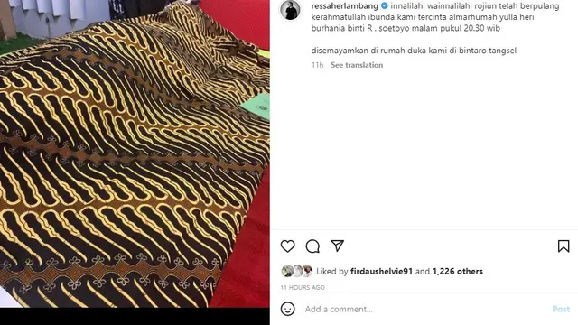 Ressa Herlambang (Foto: Instagram/@ressaherlambang)