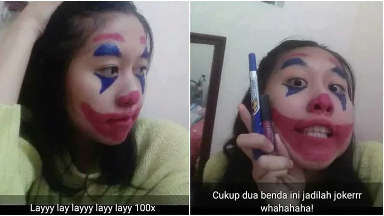 Kocak, Cewek Ini Makeup Seperti Joker Ujungnya Malah Nyesel