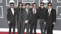 Para personil Linkin Park berpose di acara 52th Grammy Awards, Los Angeles, pada Januari 2010. Linkin Park sudah merencanakan untuk tur yang dimulai 27 Juli 2017 dengan kota pertama di Mansfield, Massachusetts. (STAR MAX via AP/Galaxy)