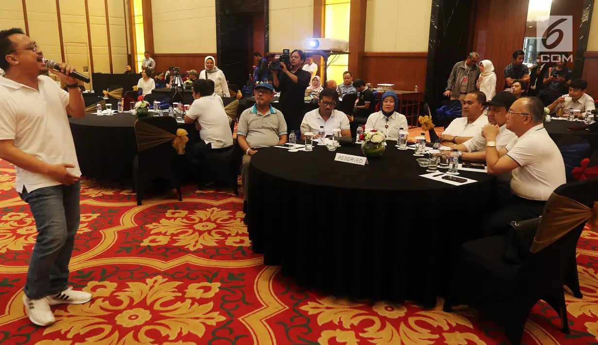Suasana peluncuran Pracico Journalistic Award (PRAJA) 2018 di Jakarta, Minggu (2/9). MIS Group mengadakan kompetisi jurnalistik untuk melihat potensi koperasi dalam menghadapi gejolak ekonomi. (Liputan6.com/JohanTallo)