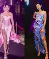 Shenina mengenakan dua busana berbeda saat  konferensi pers dan gala premier. Busana yang dikenakan olehnya terlihat unik.  (@shenacinnamon)
