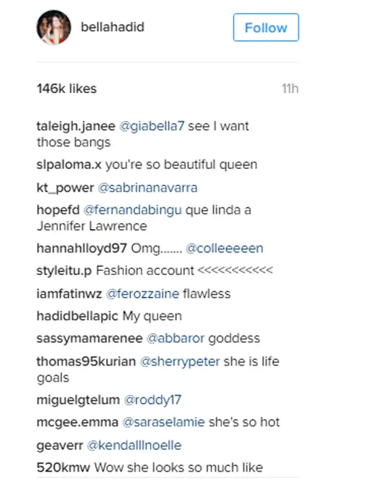 Foto tersebut baru di unggah olehnya, dalam hitungan menit para netizen langsung memenuhi kolum komentar di akun instagram milik Bella. Bahkan, netizen memuji dirinya, dan ada pula yang menghujat Bella Hadid. (viainstagram@bellahadid/Bintang.com)