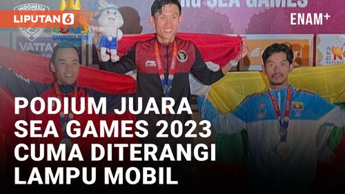VIDEO: Pengalungan Medali Emas Atlet Indonesia di Sea Games 2023 Cuma Diterangi Lampu Mobil