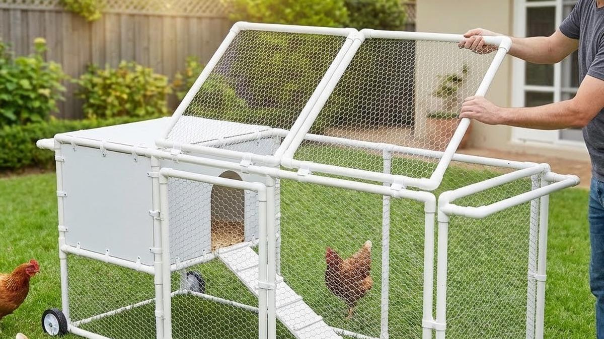 11 Ide Kandang Ayam Rangka Pipa PVC Ringan dan Portable, Mudah Dibersihkan