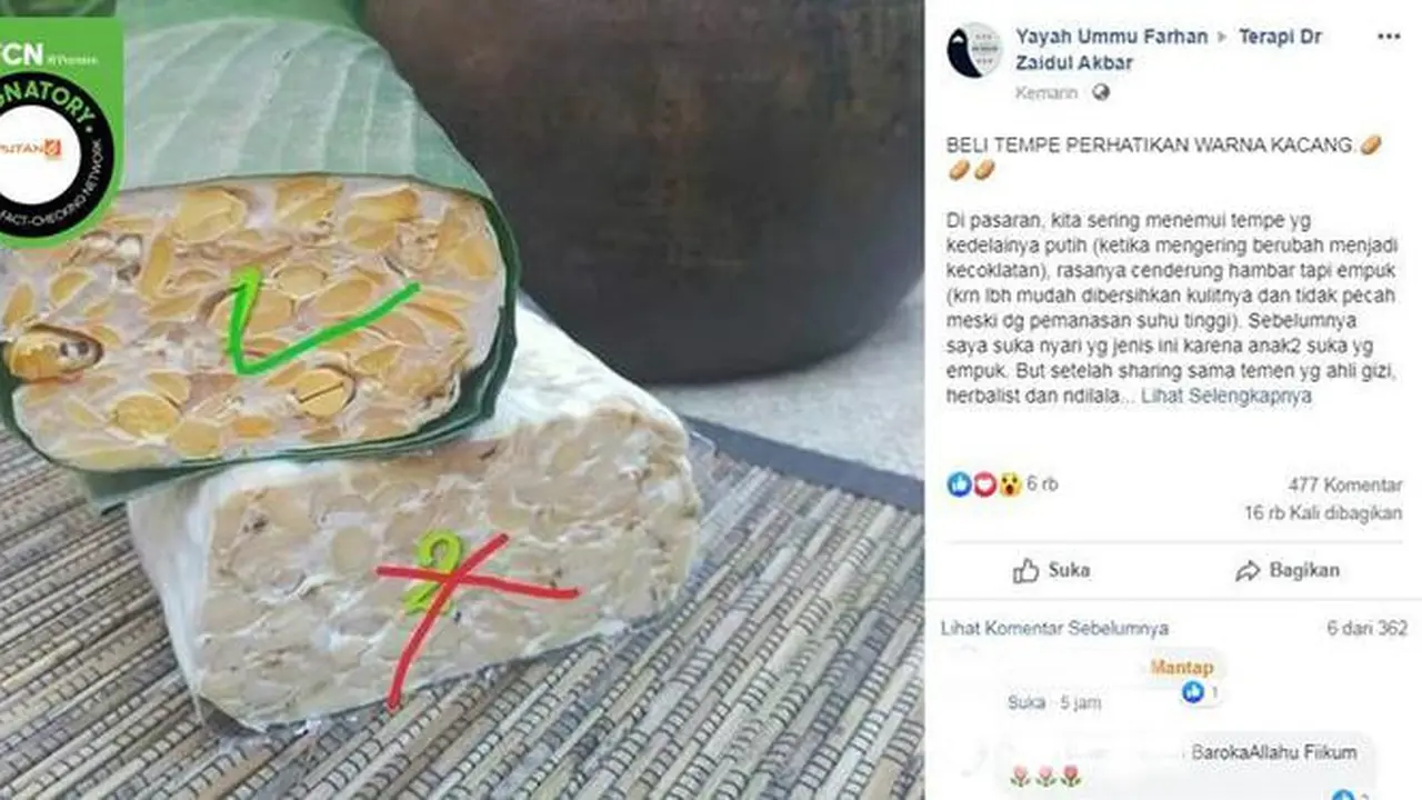 [Cek Fakta] Gambar Tangkapan Layar Foto Tempe