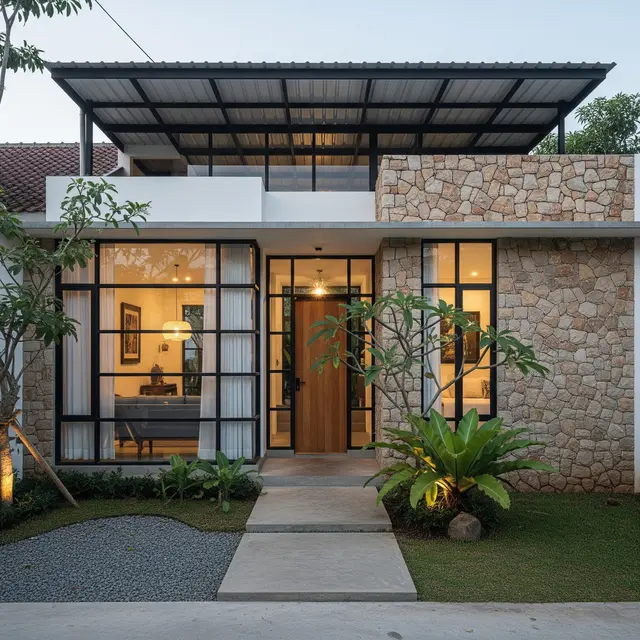 9 Desain Rumah Sederhana tapi Mewah Menggunakan Batu Alam, Tampilan Elegan