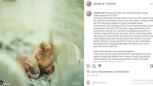 Rizky Billar - Lesti Kejora (Foto: Instagram/@rizkybillar)