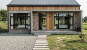 Rumah 1 Lantai di Desa Gaya Industrial Kekinian (Gemini AI)