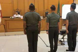 3 Prajurit TNI di sidang vonis pembunuhan Kacab Bank BUMN (Foto: Ady Anugrahadi/Liputan6.com)