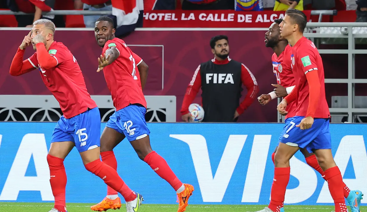 Joel Campbell mencetak satu-satunya gol Kosta Rika ke gawang Selandia Baru hanya tiga menit setelah kick off. (AFP/Karim Jaafar)