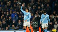 Selebrasi Tijjani Reijnders dalam laga Liga Inggris antara Man City vs Chelsea, Senin (5/1/2026). (AP Photo/Dave Thompson)