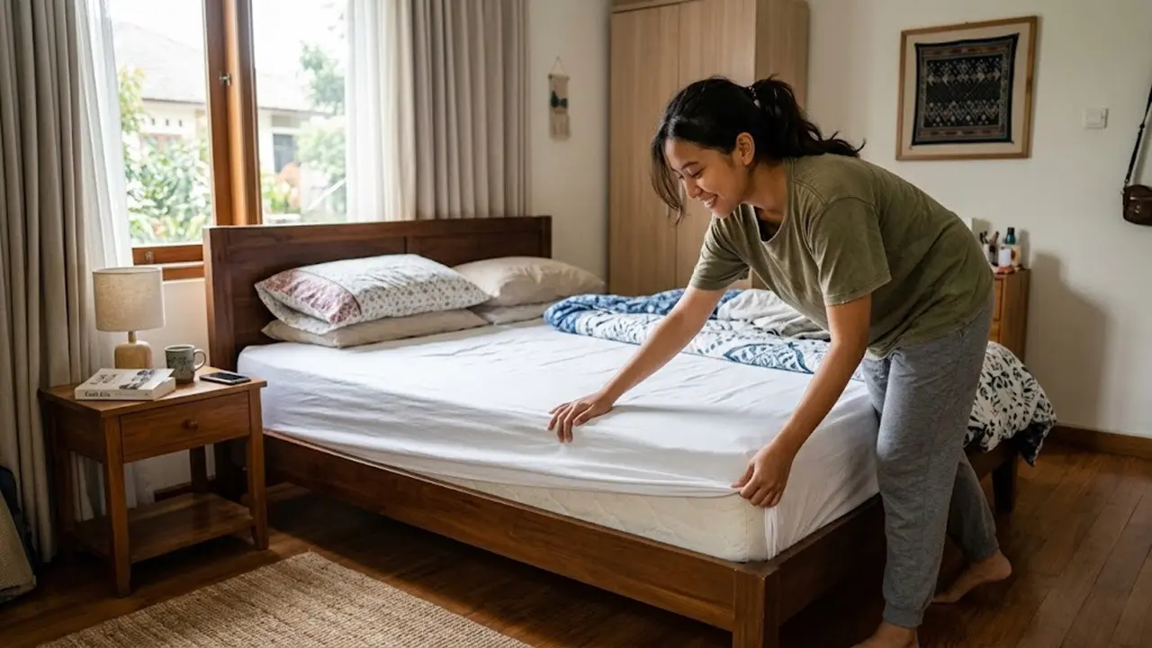 merapikan tempat tidur
