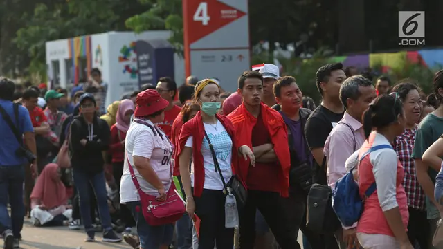 Tiket Habis, Calon Penonton Tetap Antre Saksikan Final Bulu Tangkis Asian Games 2018