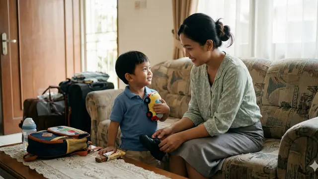 Tips Menangani Anak yang Tantrum saat Silaturahmi Lebaran (Foto: Gemini AI)
