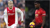 Donny van de Beek dan Paul Pogba masuk dalam daftar incaran Real Madrid. (Bola.com/Aditya Wicaksono)