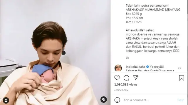 Dinda Hauw Malahirkan anak pertamanya dengan Rey Mbayang