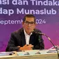 Kuasa Hukum Kadin Indonesia, Hamdan Zoelva,&nbsp;dalam konferensi pers Hasil Investigasi dan Tindakan Organisasi Terhadap Munaslub Ilegal, Selasa (17/9/2024). (Foto: Liputan6.com/Tira Santia)