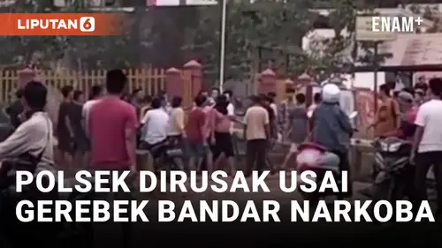 VIDEO: Gerebek Bandar Narkoba, Polsek Pangkalan Lampam Dirusak Massa
