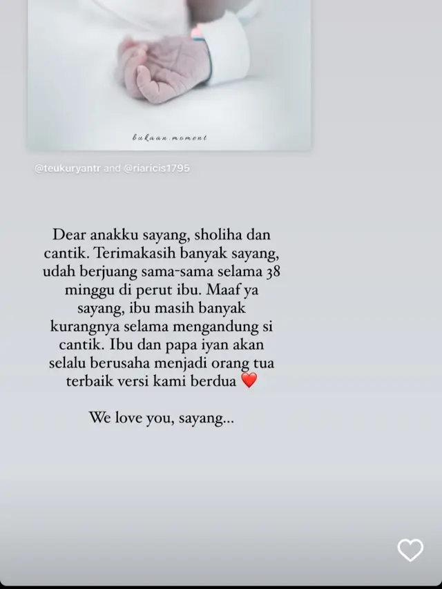 Ria Ricis Tulis Pesan Haru untuk Sang Buah Hati