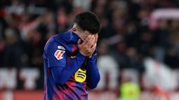 Blaugrana takluk dengan skor tipis 1-2 dari tim tuan rumah. (AP Photo/Joan Monfort)