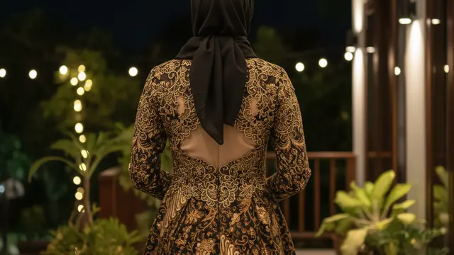 Gamis Batik Brokat Cocok Acara Outdoor