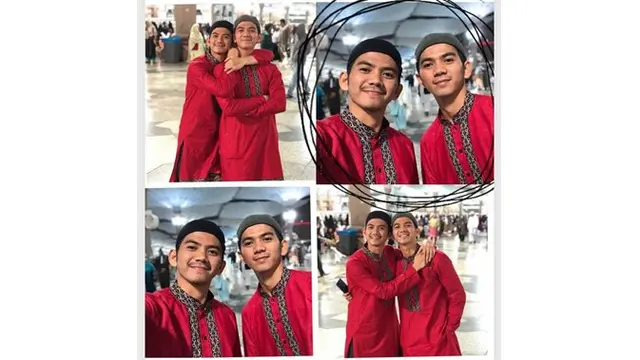 Sebagai anak kembar, keduanya selalu tampil kompak. Kali ini Rizky Ridho tampil serasi dengan baju kembar.