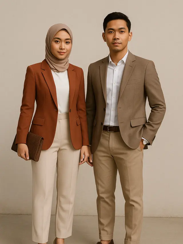 Paduan Earth Tone Outfit untuk Pria dan Wanita di Tahun 2025 (Foto: Rizka Nur Laily via ChatGPT)