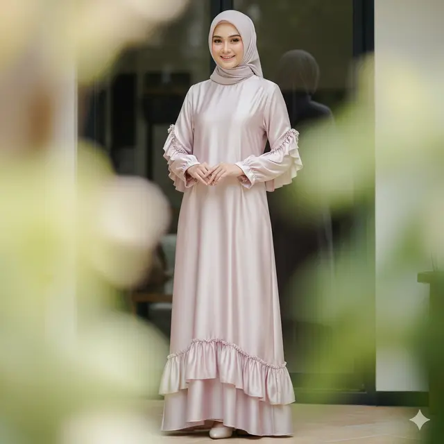 Dress Detail Ruffle Warna Pastel