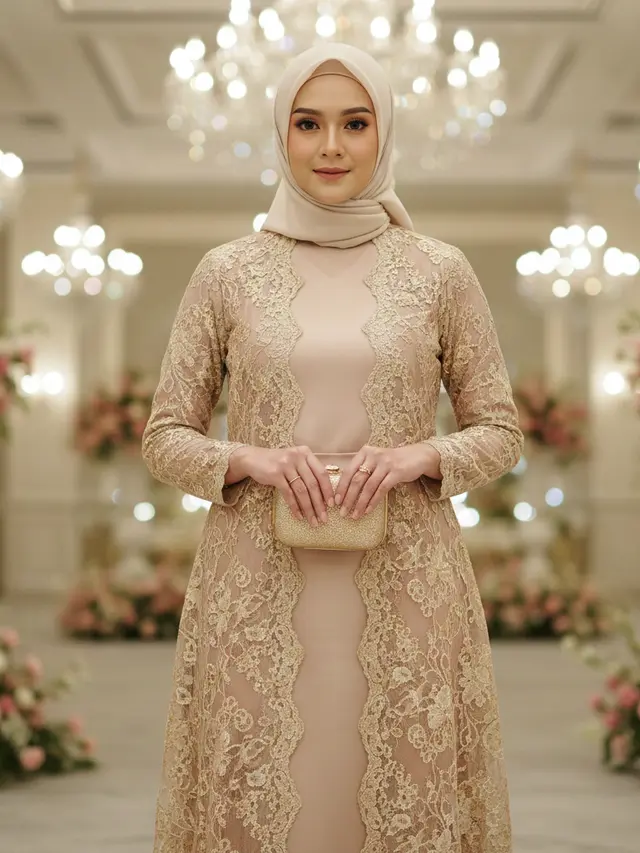 Gamis Brokat Copotan dengan Tampilan Fleksibel (Foto: Gemini AI)