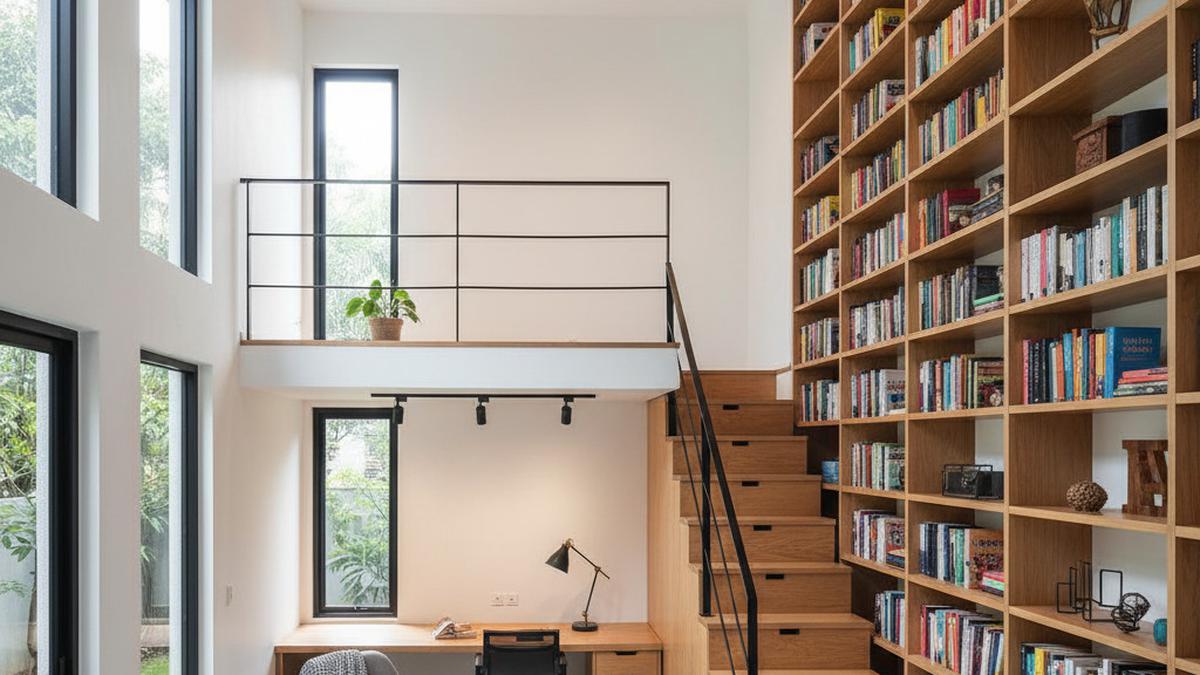 7 Inspirasi Rumah Kecil Mezzanine dengan Perpustakaan Mini di Area Atas, Solusi Cerdas untuk Ruang Terbatas