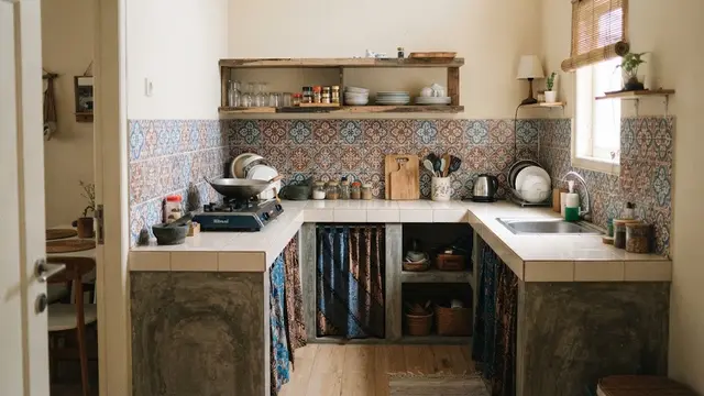 9 Desain Dapur dengan Meja Cor Berbentuk U untuk Rumah Tanpa Kitchen Set