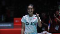 Gregoria Mariska Tunjung mengalahkan jagoan tuan rumah Akane Yamaguchi di perempat final Japan Open 2023. Pebulu tangkis tunggal putri Indonesia itu menang 21-11, 11-21, dan 21-18 di&nbsp;Yoyogi 1ST Gymnasium, Tokyo, Jepang, Jumat (28/7/2023) malam WIB. (foto: PBSI)