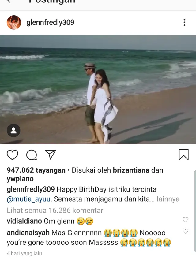 Glenn Fredly dan Mutia Ayu. (Foto: Instagram @glennfredly309)