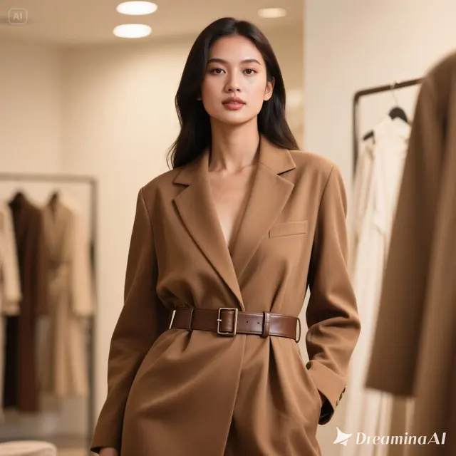 Blazer dengan Detail Tali Pinggang (Belted)