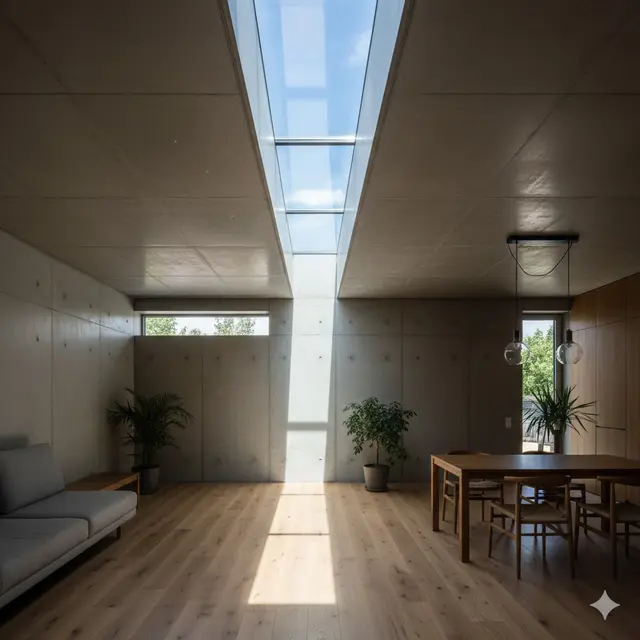 Skylight Linear pada Atap (Gemini AI)